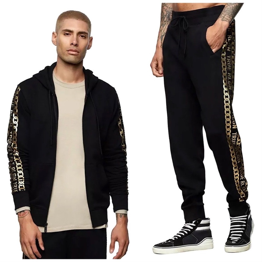 TRUE RELIGION Men’s Logo Zip Sweatsuit Black